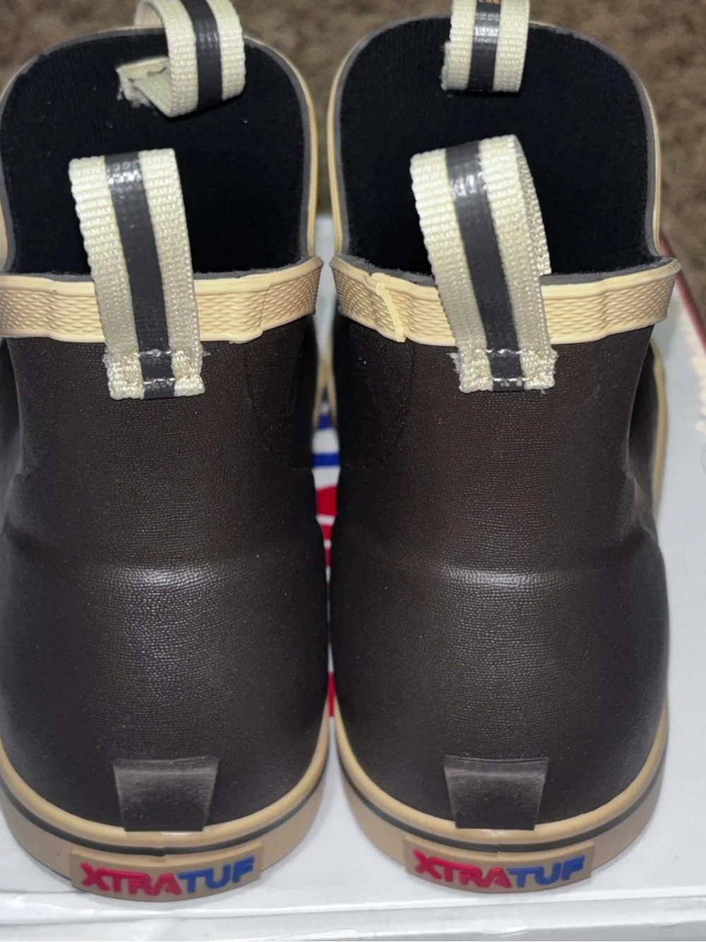 XTRATUF Kids' Ankle Deck Boot Kids 6 Brown Ankle Pull-On Rubber Slip Resistant